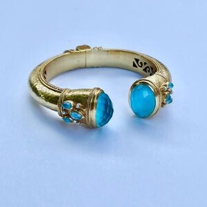 Gold and Turquoise Hinged Bracelet